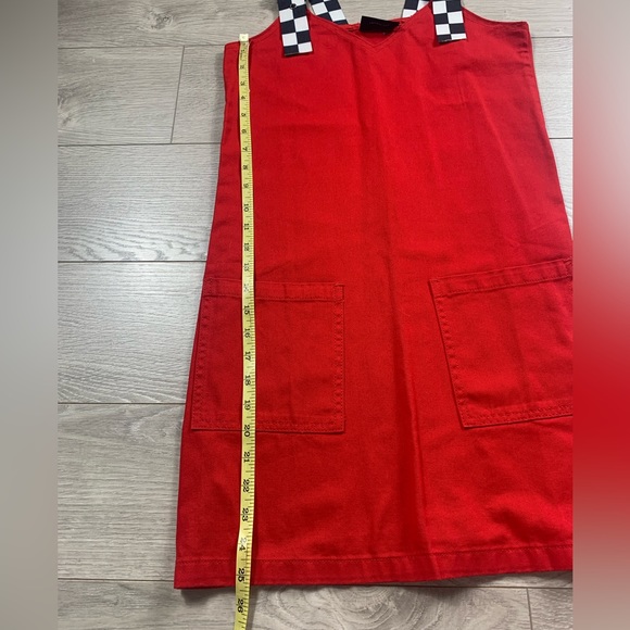 Lazy Oaf Checkered Buckle-Strap Pinafore Red Mini Dress - Picture 13 of 15